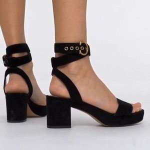 COACH black suede platform sandals 5 🆕